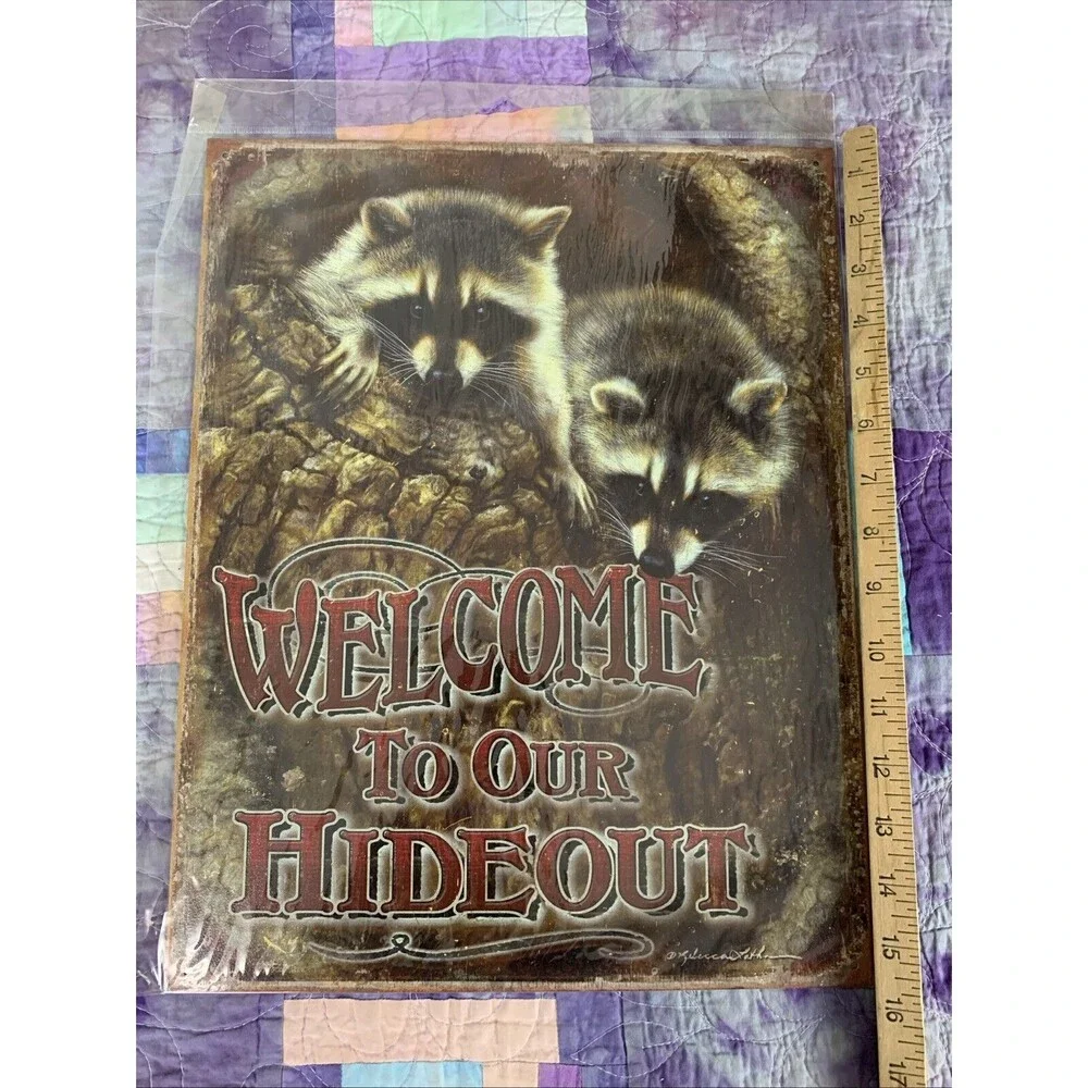 Welcome To Our Hideout Metal 12.5x16 Man Cave Bar Garage Decor Hangout Game Room
